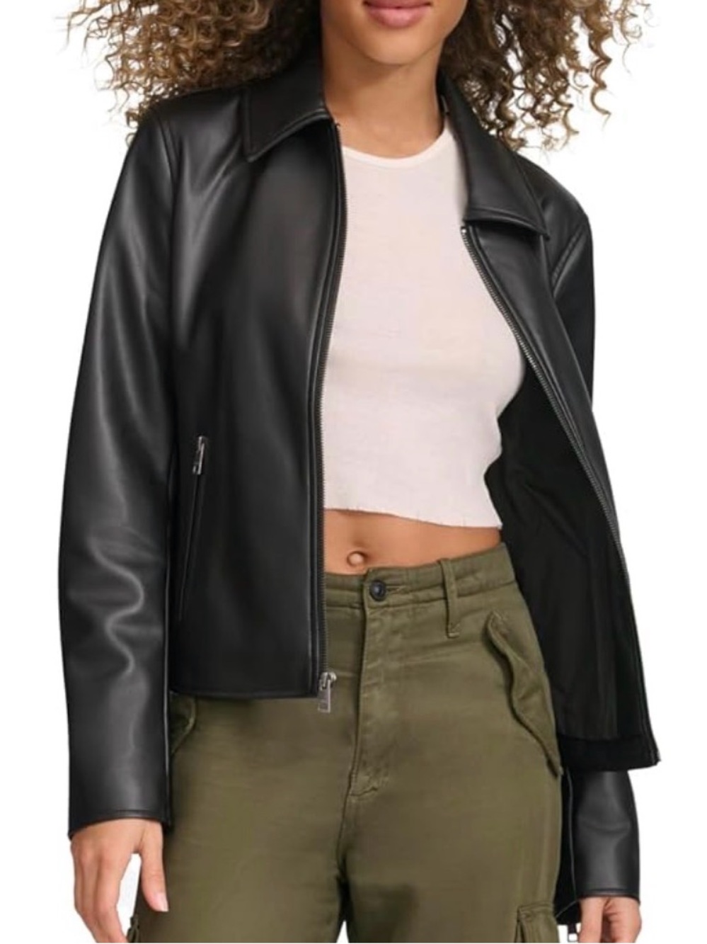 Levi’s Women’s Black Faux Leather Laydown Collar Jacket NWT